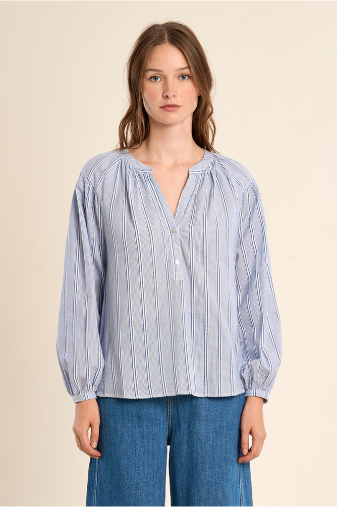 Blouse en cotton, rayée