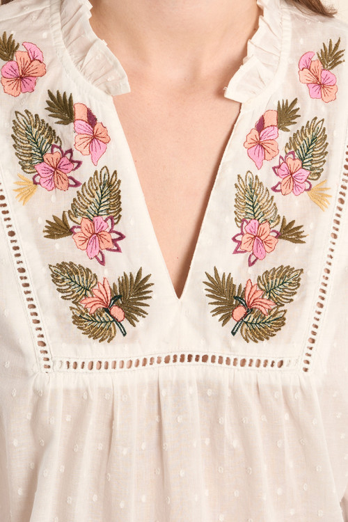 Blouse à broderie florale