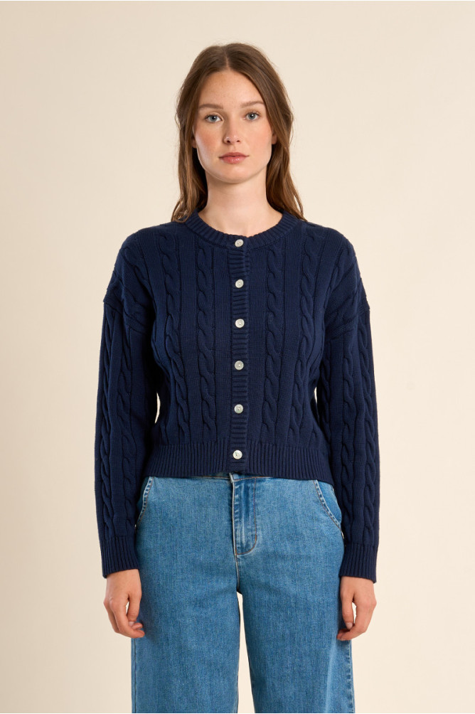 Cardigan en maille tressée