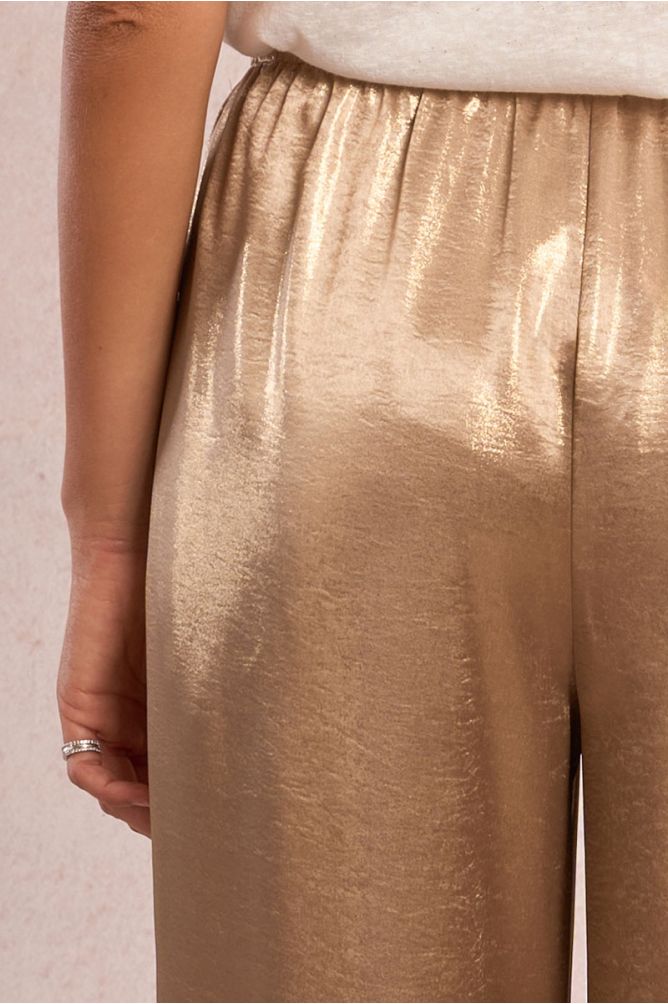 Pantalon taille hauté, satiné