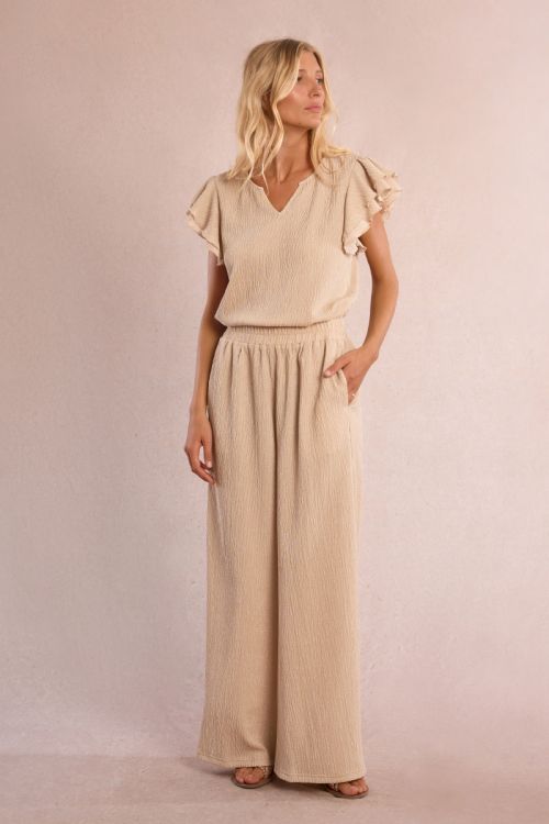 Straight, flowing trousers in semi-sheer