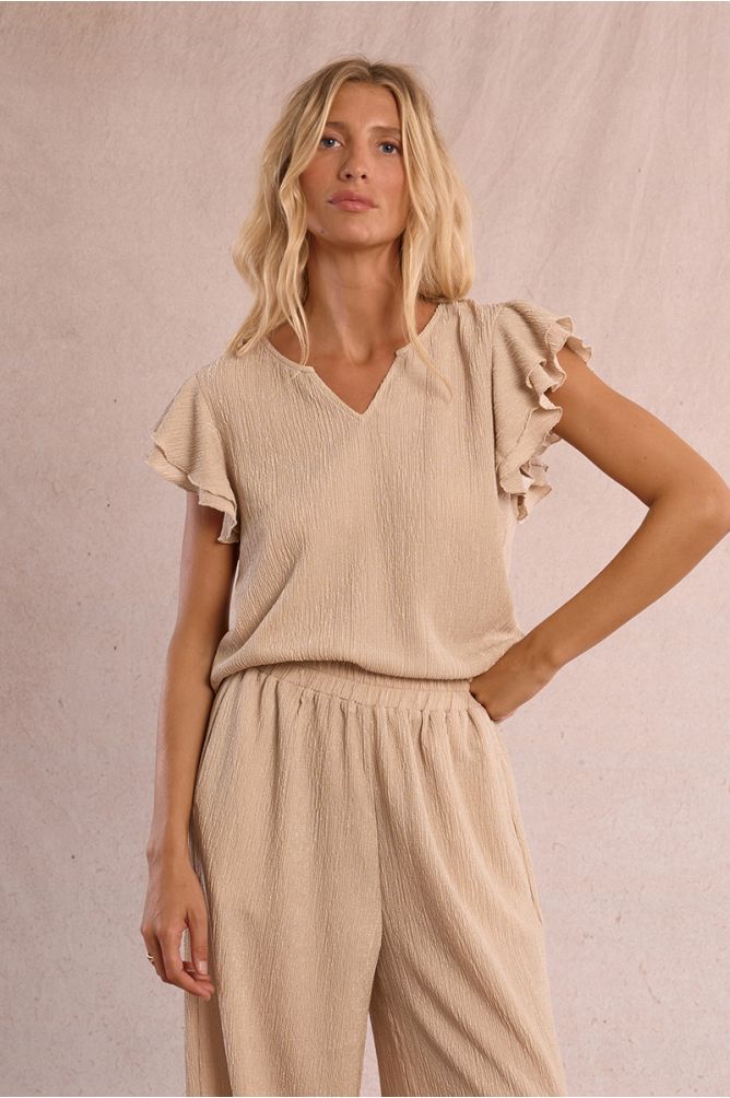 Ruffled short-sleeved top