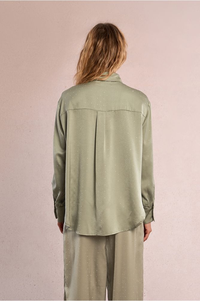 Rhinestone satin blouse