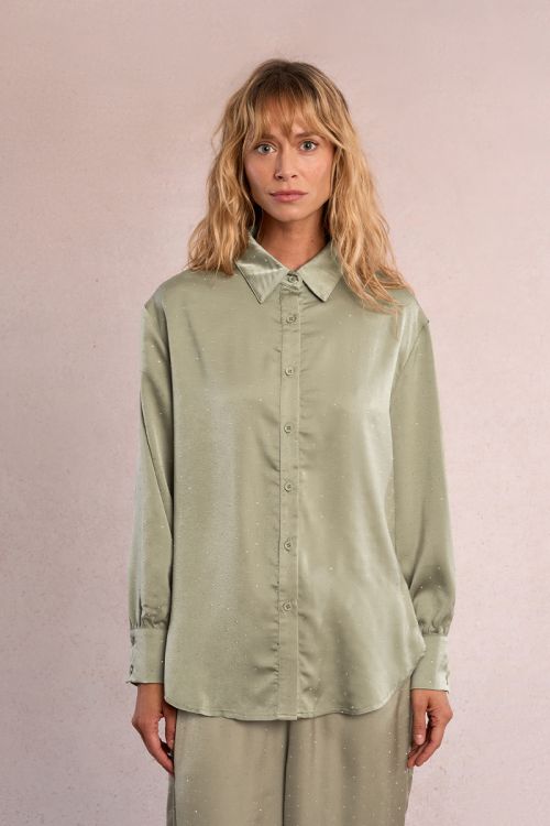 Rhinestone satin blouse