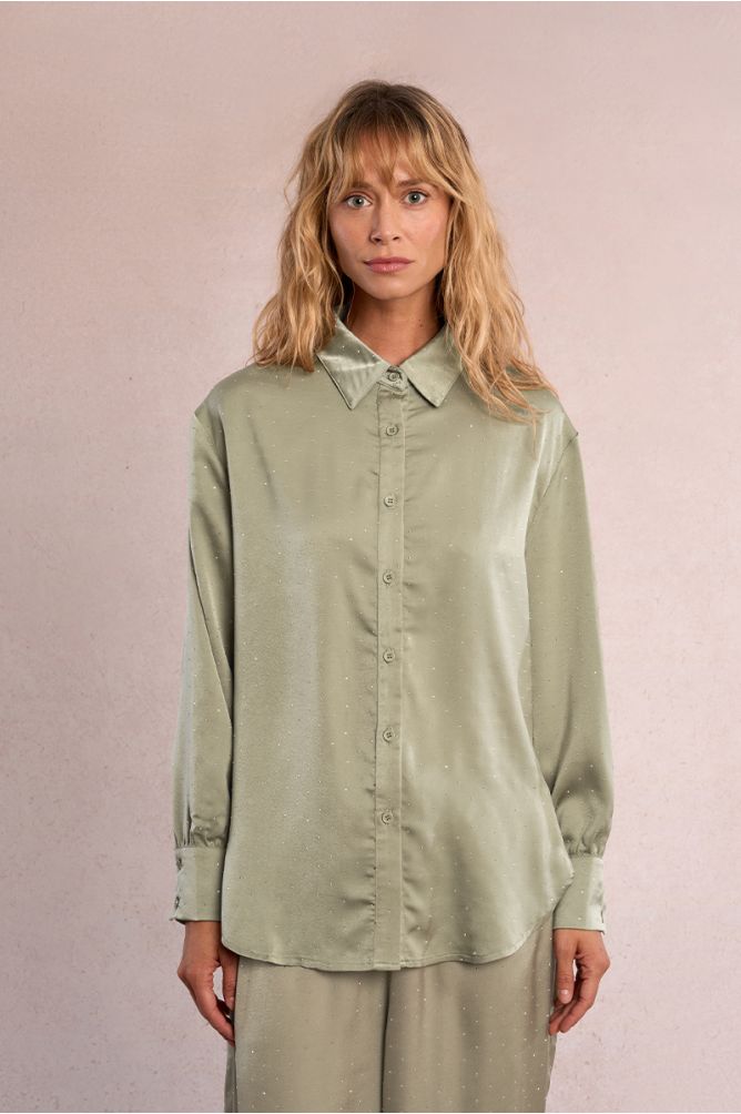 Rhinestone satin blouse