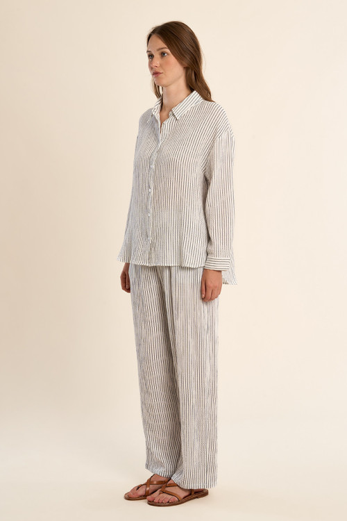Oversized cotton shirt, striped