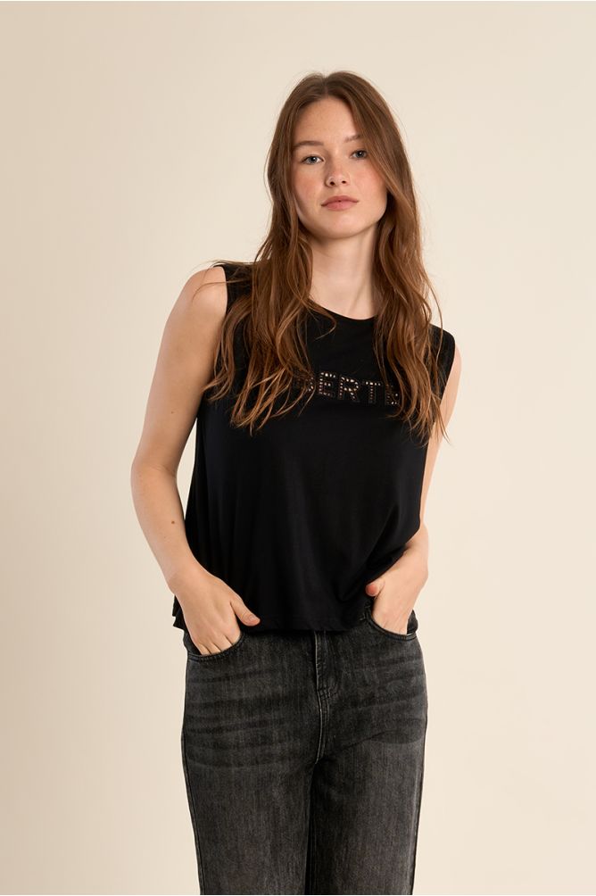 "Openwork T-shirt ""Liberté"""