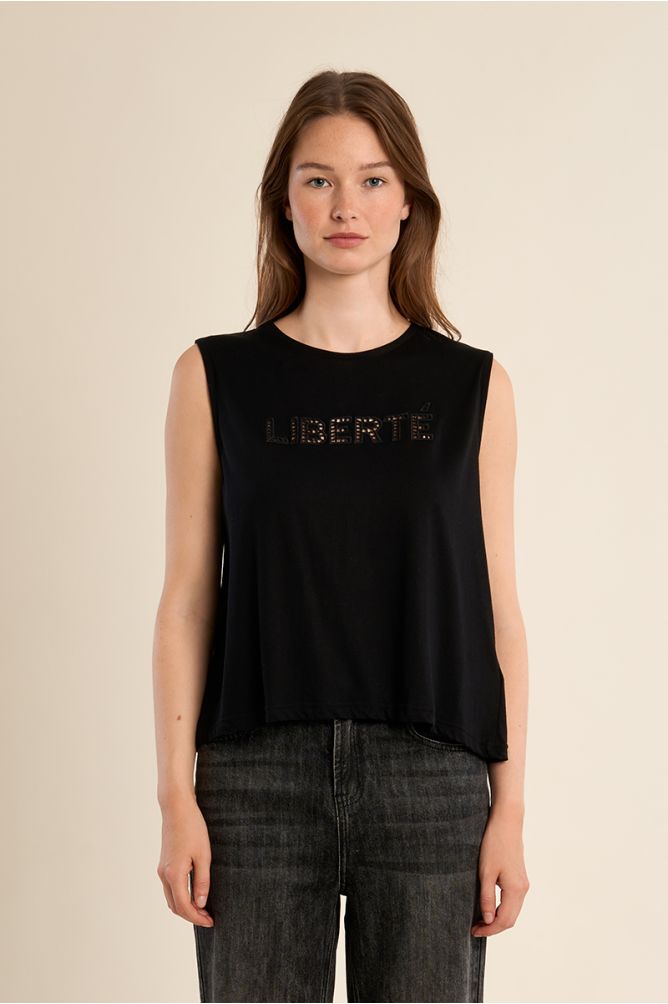 "Openwork T-shirt ""Liberté"""