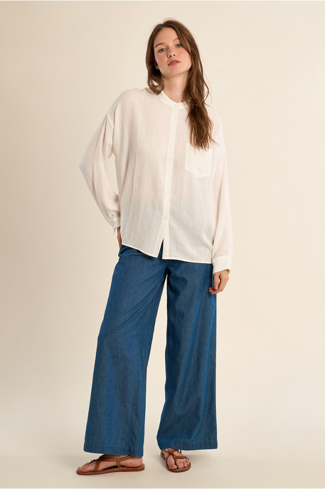 Chemise col mao, ouverte dans le dos