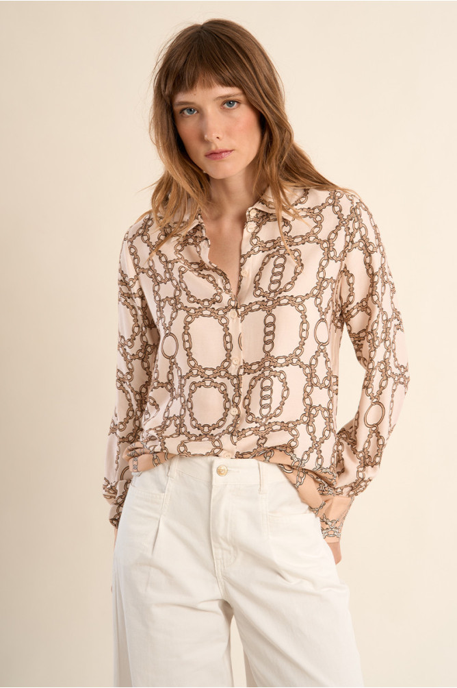 Printed shirt, satin effect