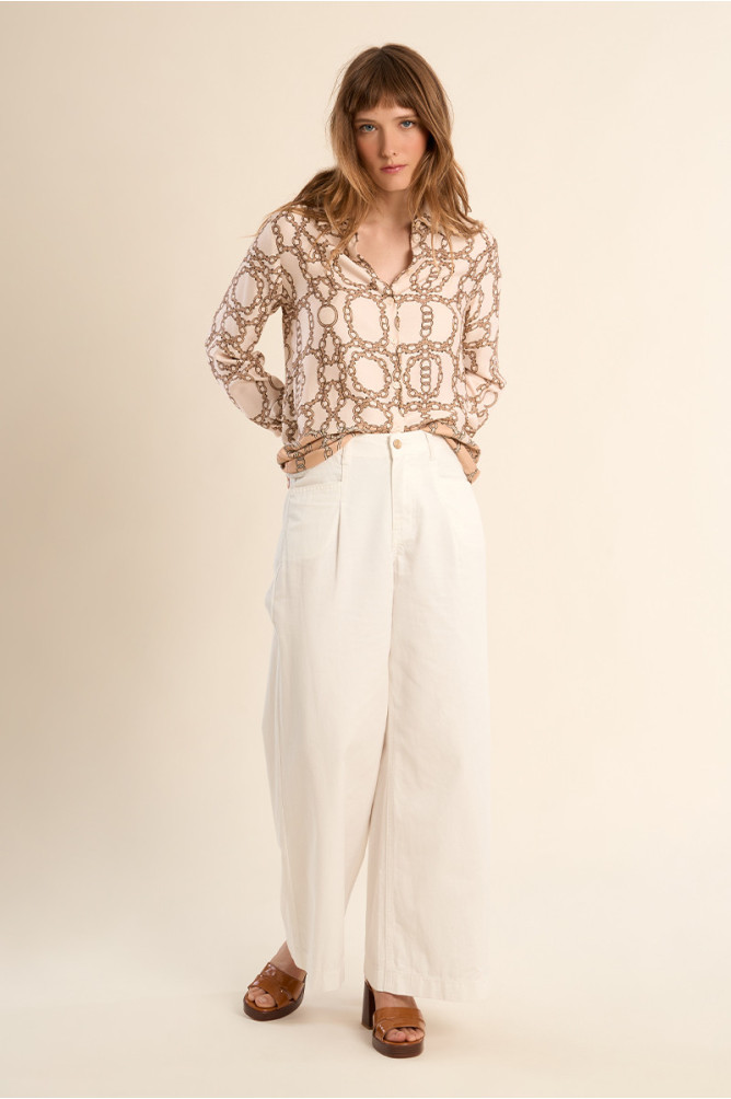 Chemise imprimée, effet satiné