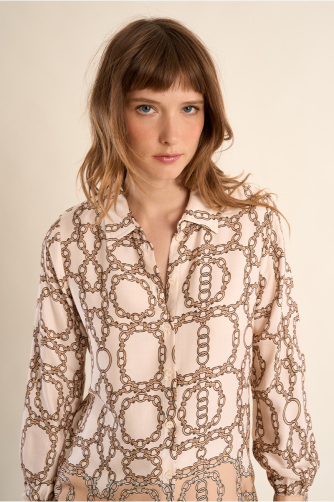 Printed shirt, satin effect