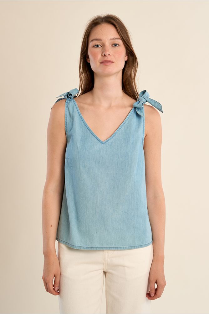 Cotton tank top, tie straps