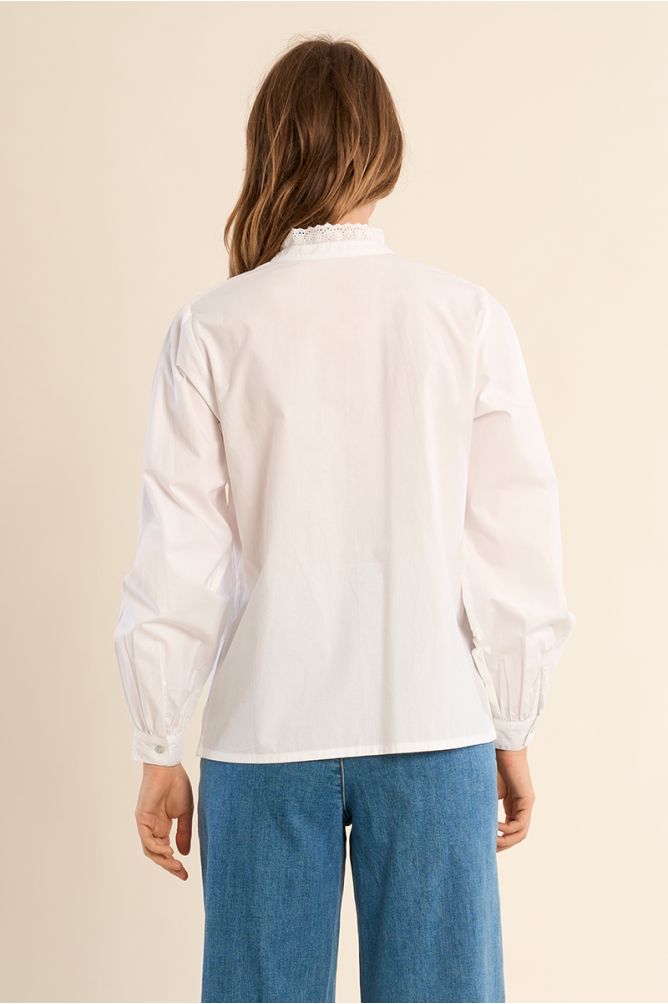 Chemise en coton, à dentelle