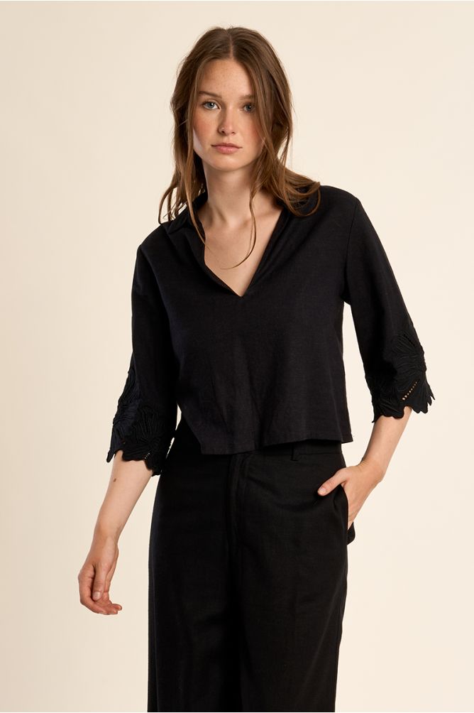 Chemisier crop, en coton