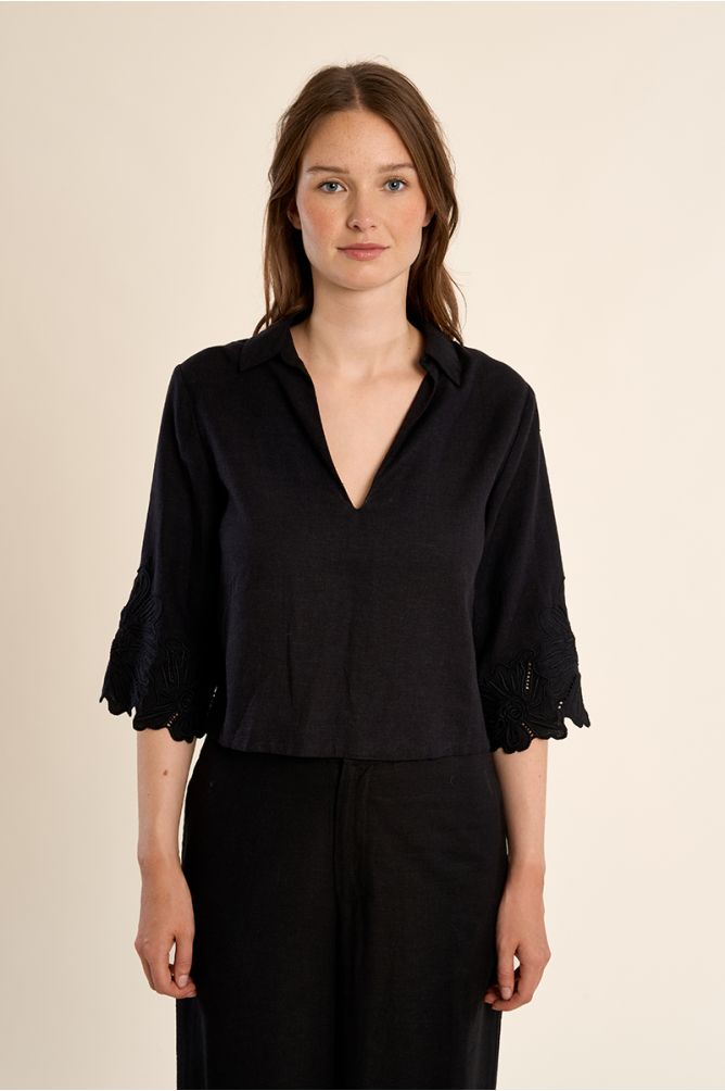 Cropped blouse, cotton