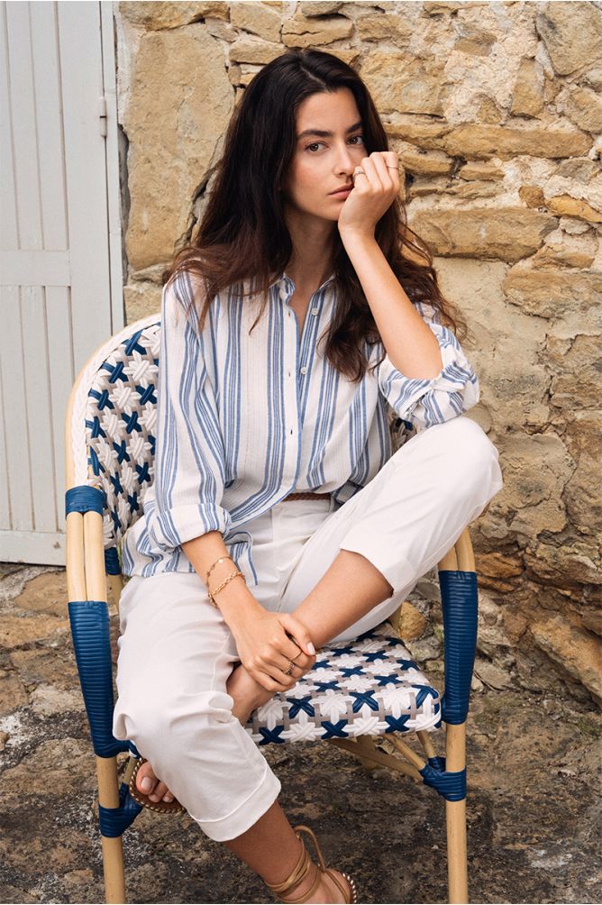 Chemise en coton, rayée