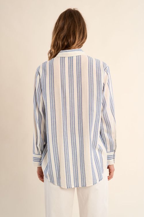 Camisa de mujer de manga larga, estampado rayas.