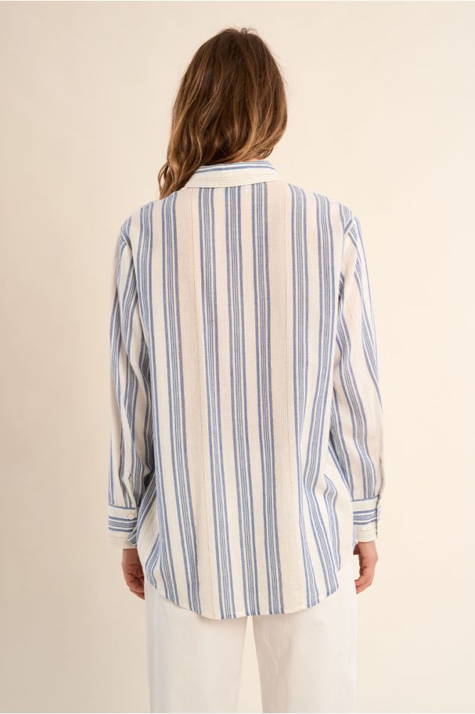 Camisa de mujer de manga larga, estampado rayas.