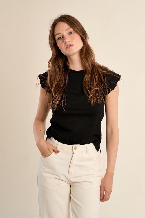 T-shirt en coton avec manches brodées