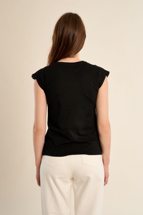 Cotton T-shirt with embroidered sleeves