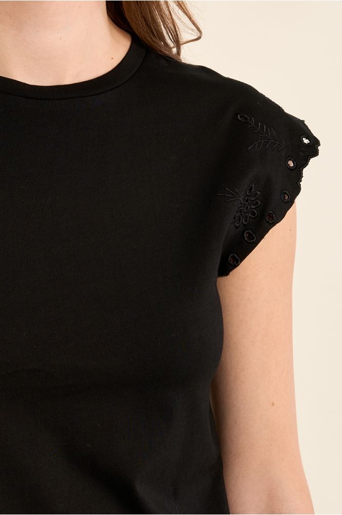 T-shirt en coton avec manches brodées