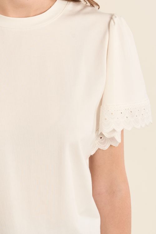 Oversized cotton T-shirt, ruffled sleeves