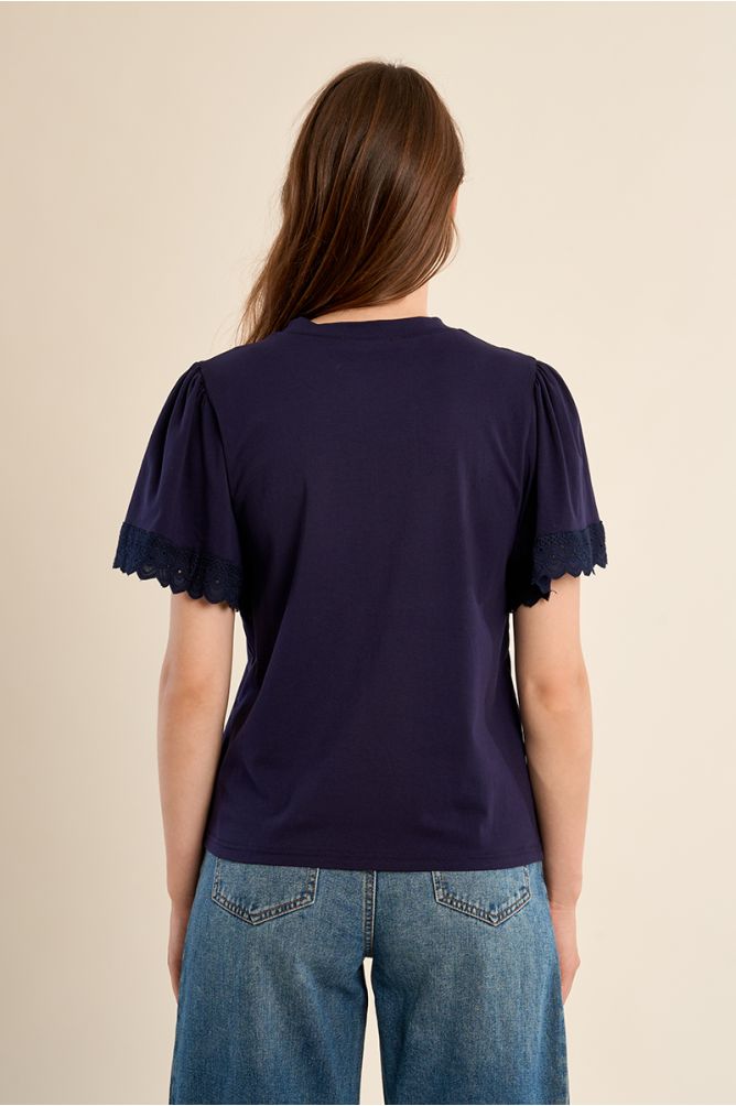 T-shirt en coton oversize, manches volantées
