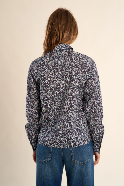 Printed cotton shirt, flap pockets