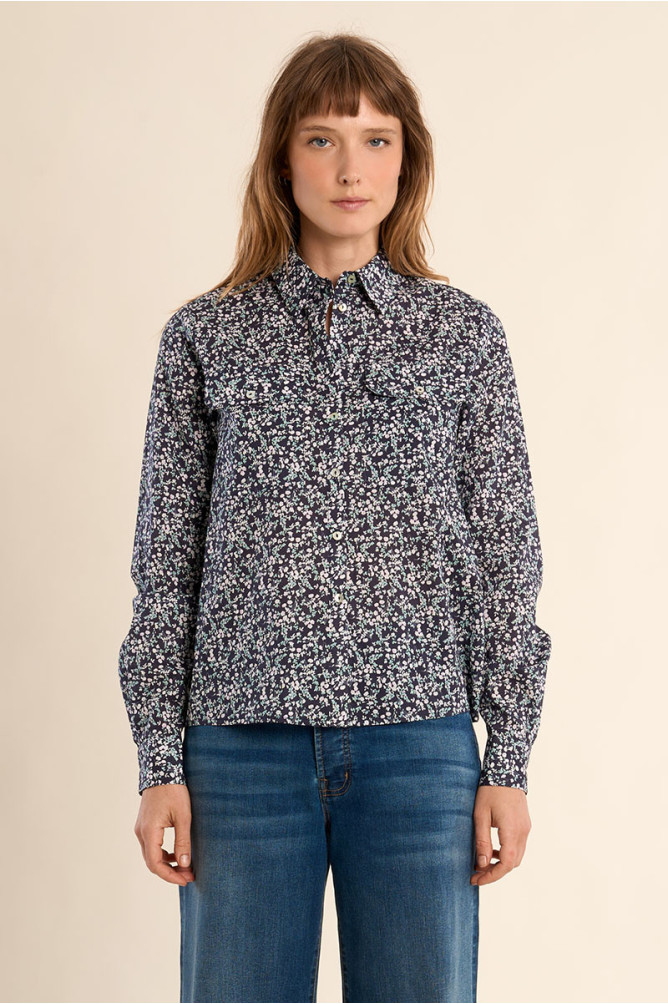 Chemise imprimée en coton, poches à rabats