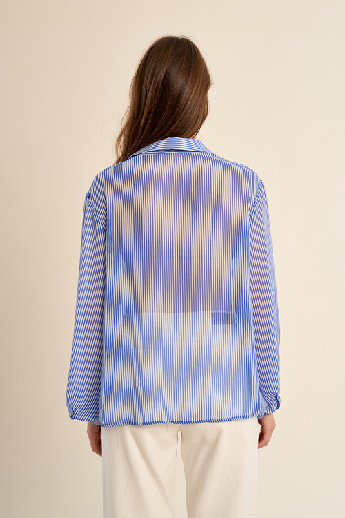Wide striped shirt, in semi-transparency