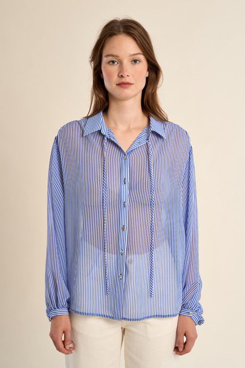 Wide striped shirt, in semi-transparency