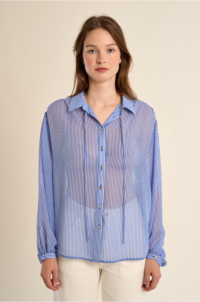 Wide striped shirt, in semi-transparency