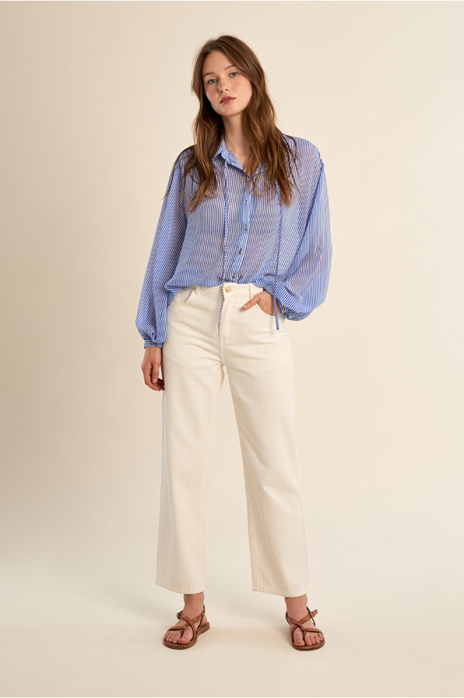 Wide striped shirt, in semi-transparency