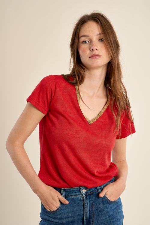 V-neck T-shirt, gold