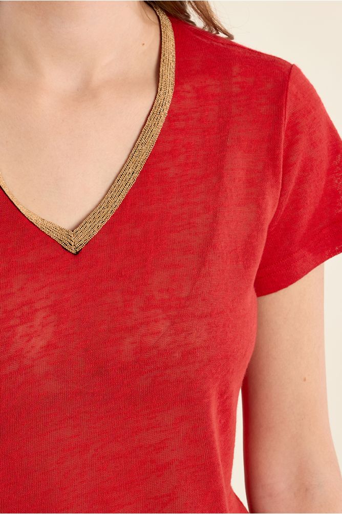 V-neck T-shirt, gold