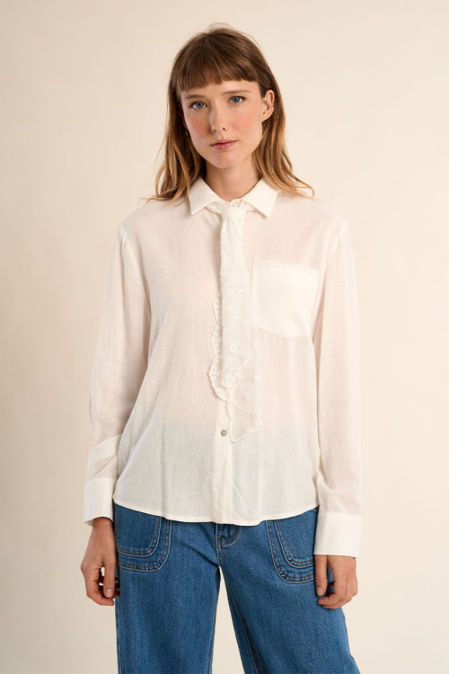 White shirt with lace tie