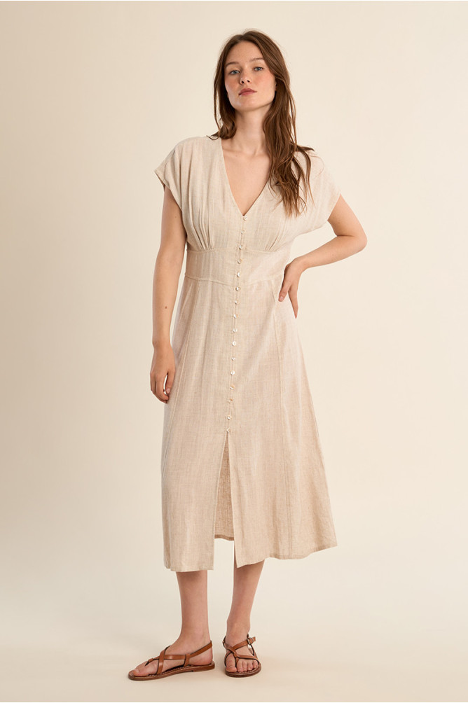 Robe mi-longue, boutonnée sur le devant