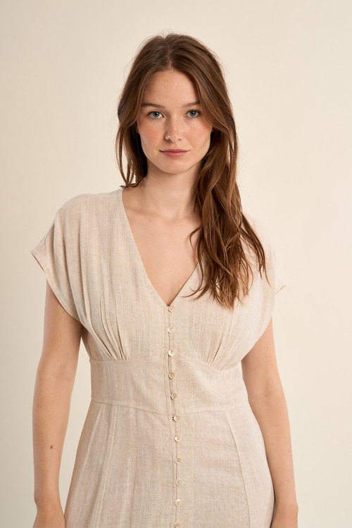 Robe mi-longue, boutonnée sur le devant