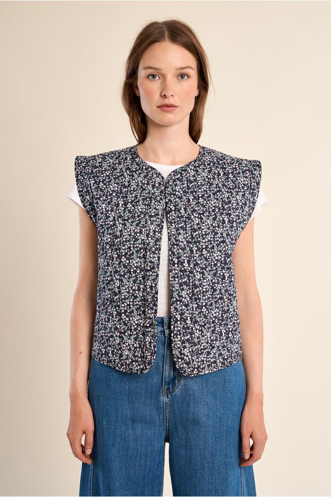Chaleco de mujer, estampado flores.