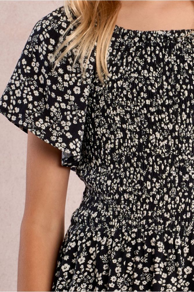 Robe à smocks fleuris