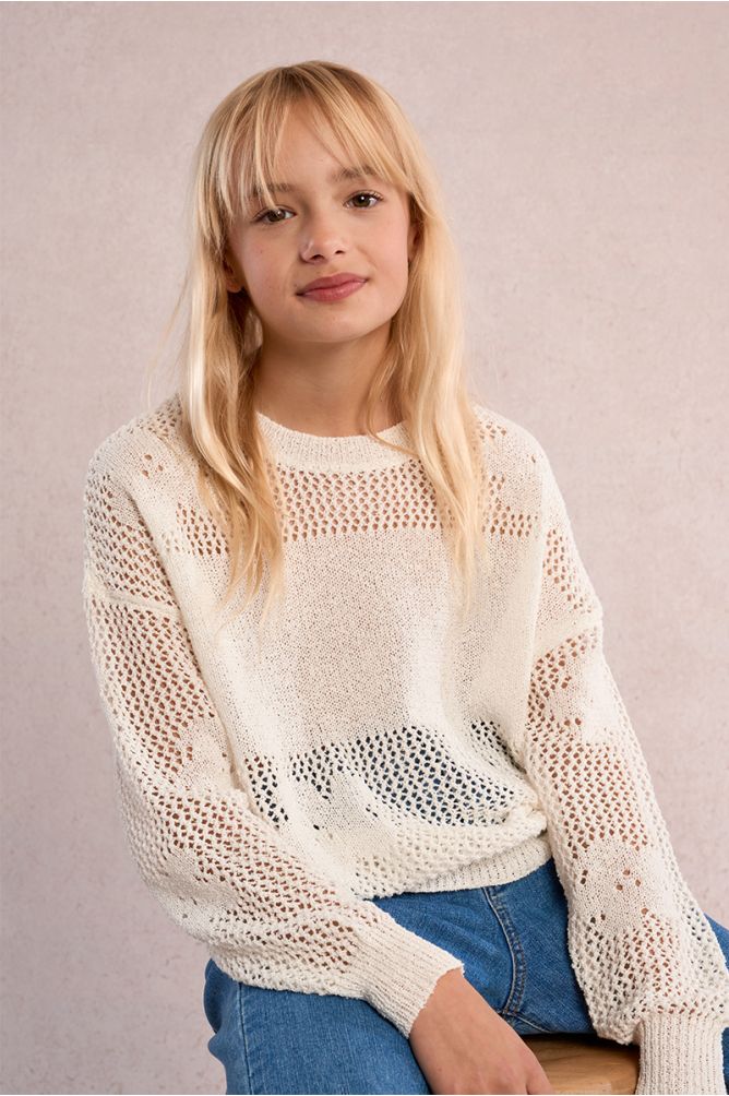 Pull en maille, motif fleur