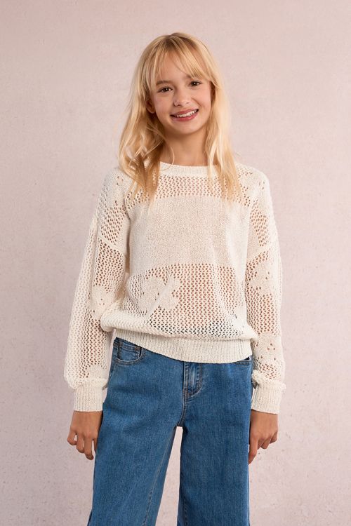 Pull en maille, motif fleur