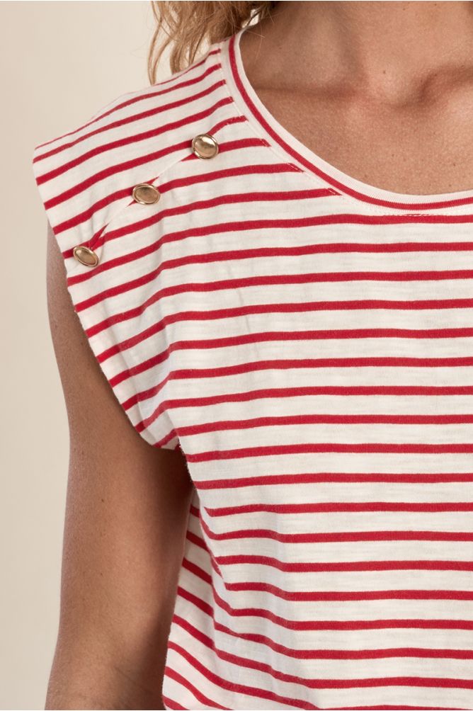 Cotton sailor t-shirt with gold buttons