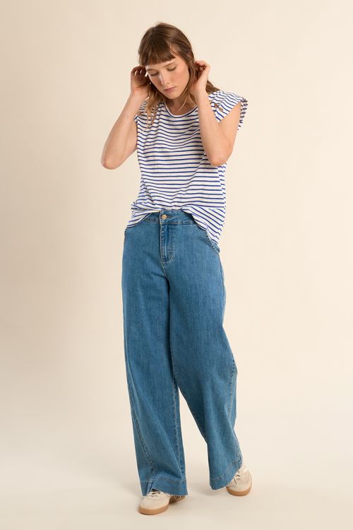 Cotton sailor t-shirt with gold buttons