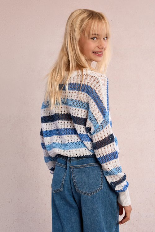 Jersey de niña de manga larga, estampado rayas.