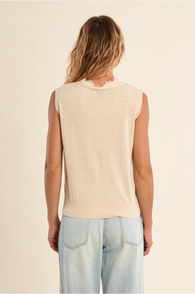 Vest without sleeves, V-neck