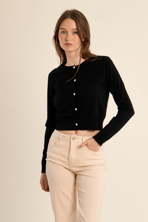 Buttoned cardigan, heart details