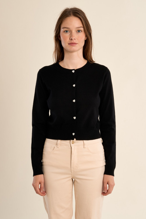 Buttoned cardigan, heart details