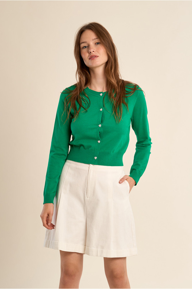 Buttoned cardigan, heart details